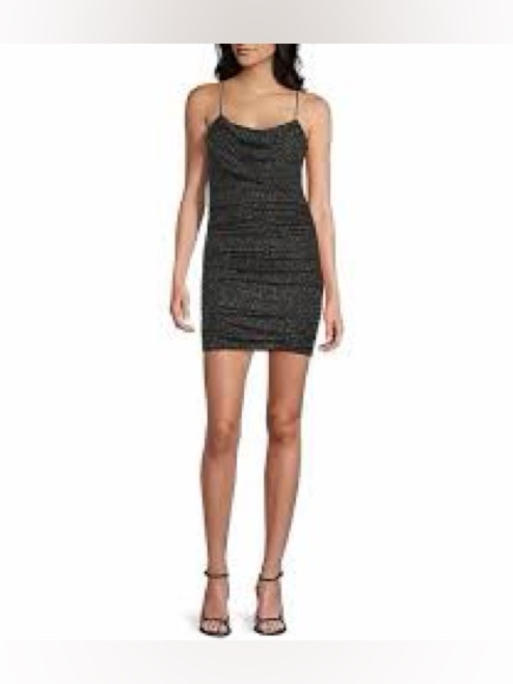 Princess Polly Reeva black sparkly mini dress with thin spaghetti straps